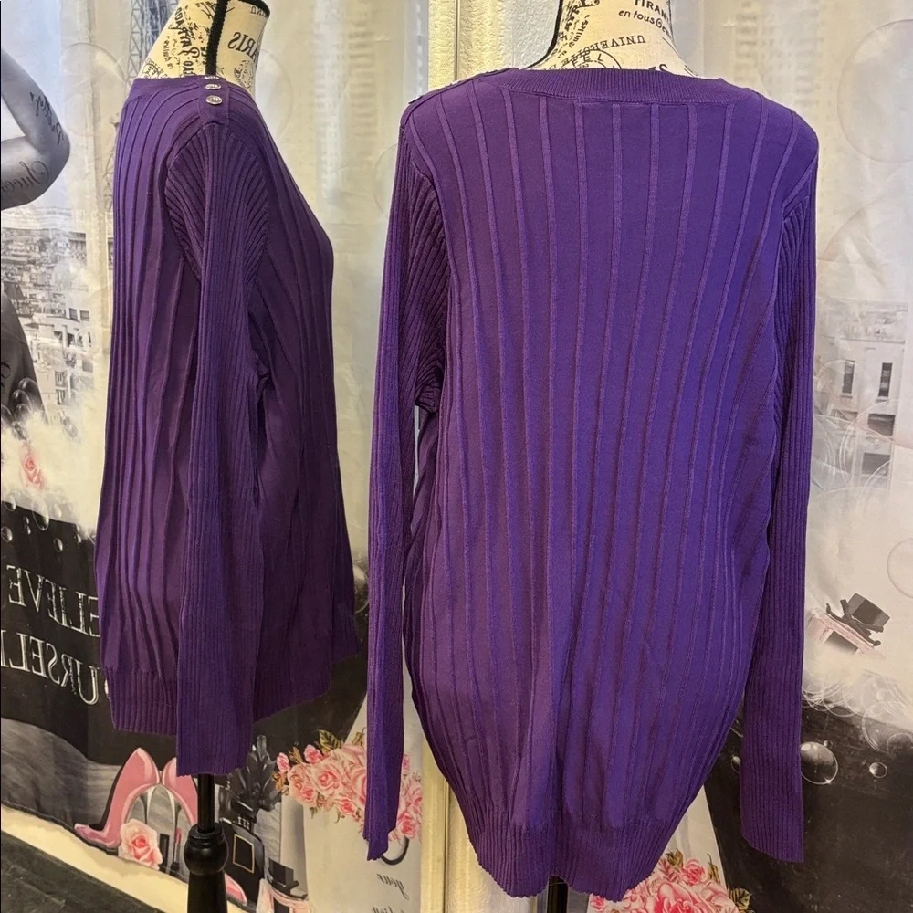 NWT Lane Bryant Purple Ribbed Pullover Sweater - Picture 3 of 5